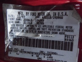 1998 FORD MUSTANG COBRA BURGUNDY CPE 4.6L MT F18021